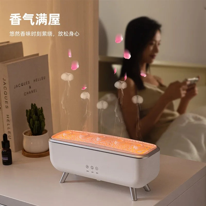 Transform Your Space with the Smoke Ring Flame Humidifier - Dynamic Jellyfish Remote Control Lantern and Essential Oil Diffuser