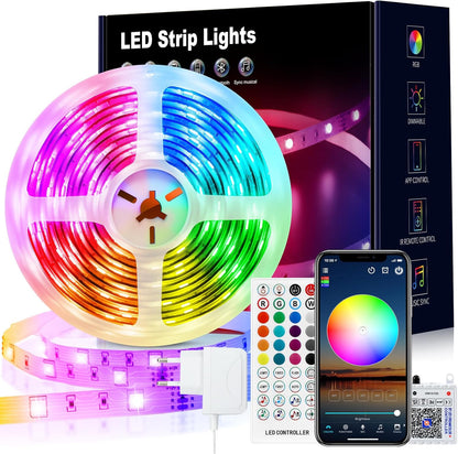 VKH LED Strip 10M, LED Streifen Bluetooth RGB LED Band 10M Selbstklebend Mit Fernbedienung Und APP, LED Lichterkette LED Beleuchtung Für Zimmer Party | LED Strip Mit Bluetooth-App, 40-Tasten-Fernbedienung, Dimmbar, Musik-Sync Und Timer Für Schlafzimmer, Wohnzimmer Und Gaming