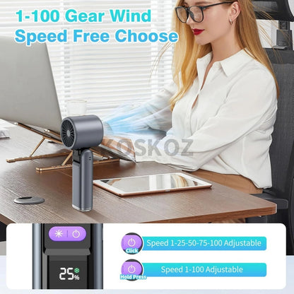 Erleben Sie Erfrischung überall mit dem Tragbaren Handventilator - 5-Gang Mini-Ventilator mit 4000 mAh Akku, integrierter Taschenlampe und Kühlfunktion für Ihre Reisen