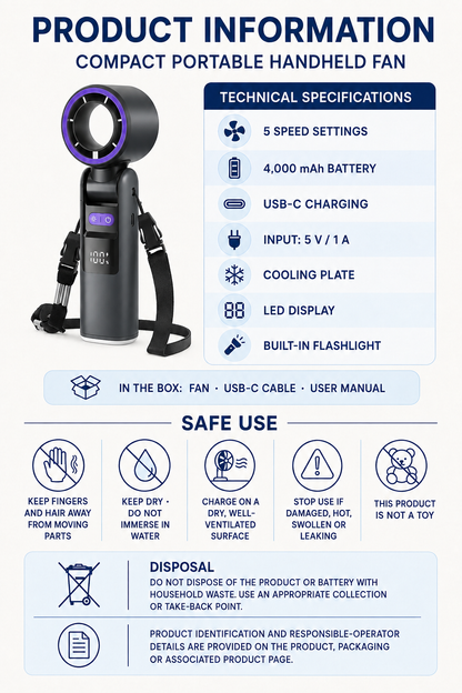 Compact Portable Handheld Fan