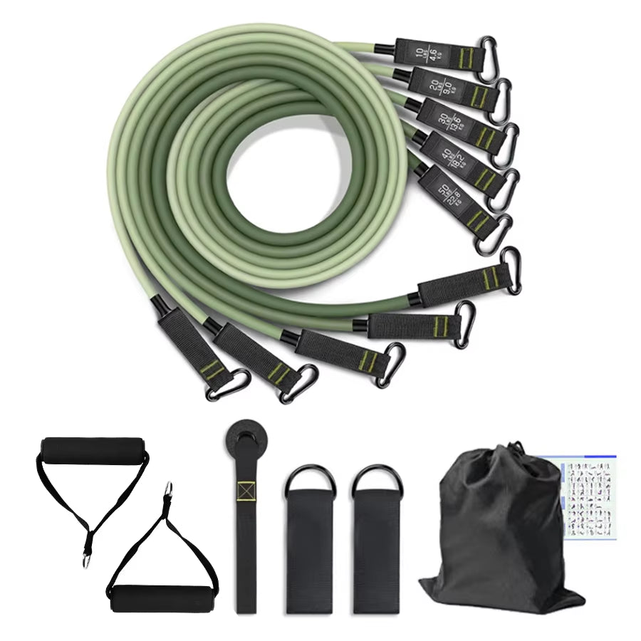 Ultimate Fitness Resistance Bands Set - 5 Tube Workout Bands for Home & Gym with Door Anchor, Handles & Ankle Straps