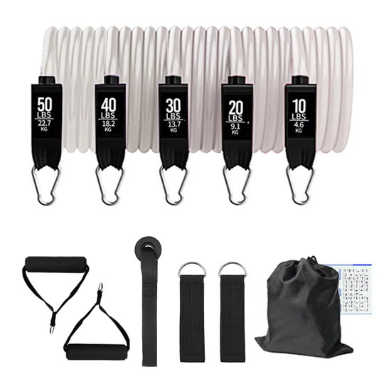 Ultimate Fitness Resistance Bands Set - 5 Tube Workout Bands for Home & Gym with Door Anchor, Handles & Ankle Straps