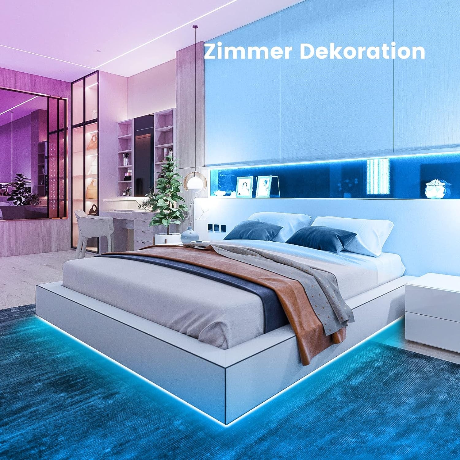 VKH LED Strip 10M, LED Streifen Bluetooth RGB LED Band 10M Selbstklebend Mit Fernbedienung Und APP, LED Lichterkette LED Beleuchtung Für Zimmer Party | LED Strip Mit Bluetooth-App, 40-Tasten-Fernbedienung, Dimmbar, Musik-Sync Und Timer Für Schlafzimmer, Wohnzimmer Und Gaming