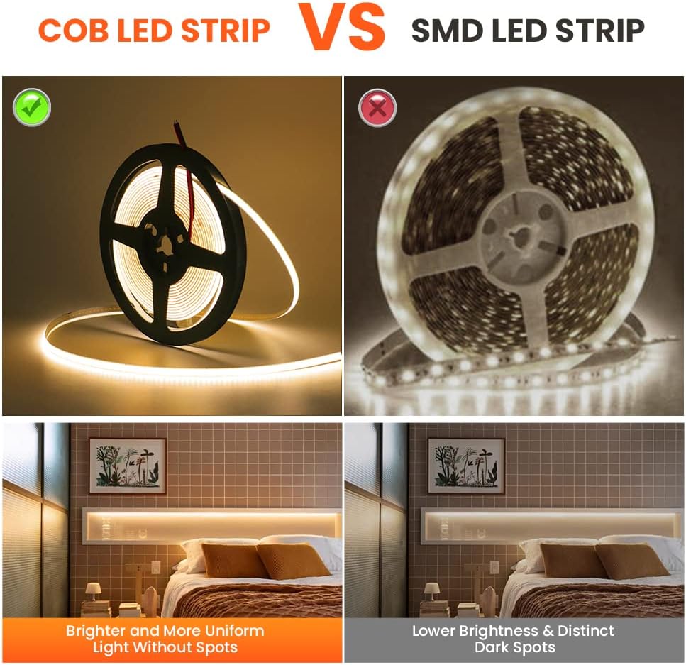 Transform Your Space with the Versatile 5V COB LED Strip – 320 Bright Warm White LEDs for Stunning Ambiance (1M, Natural White)