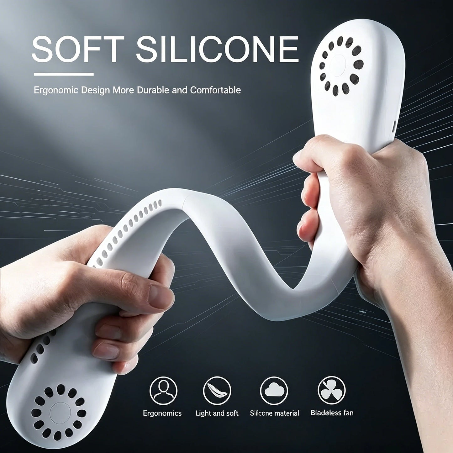 Portable Bladeless Neck Fan 3 Speed Adjustable Rechargeable Air Cooler Mini Hanging Neck Fan Long Battery Life for Summer Outdoo