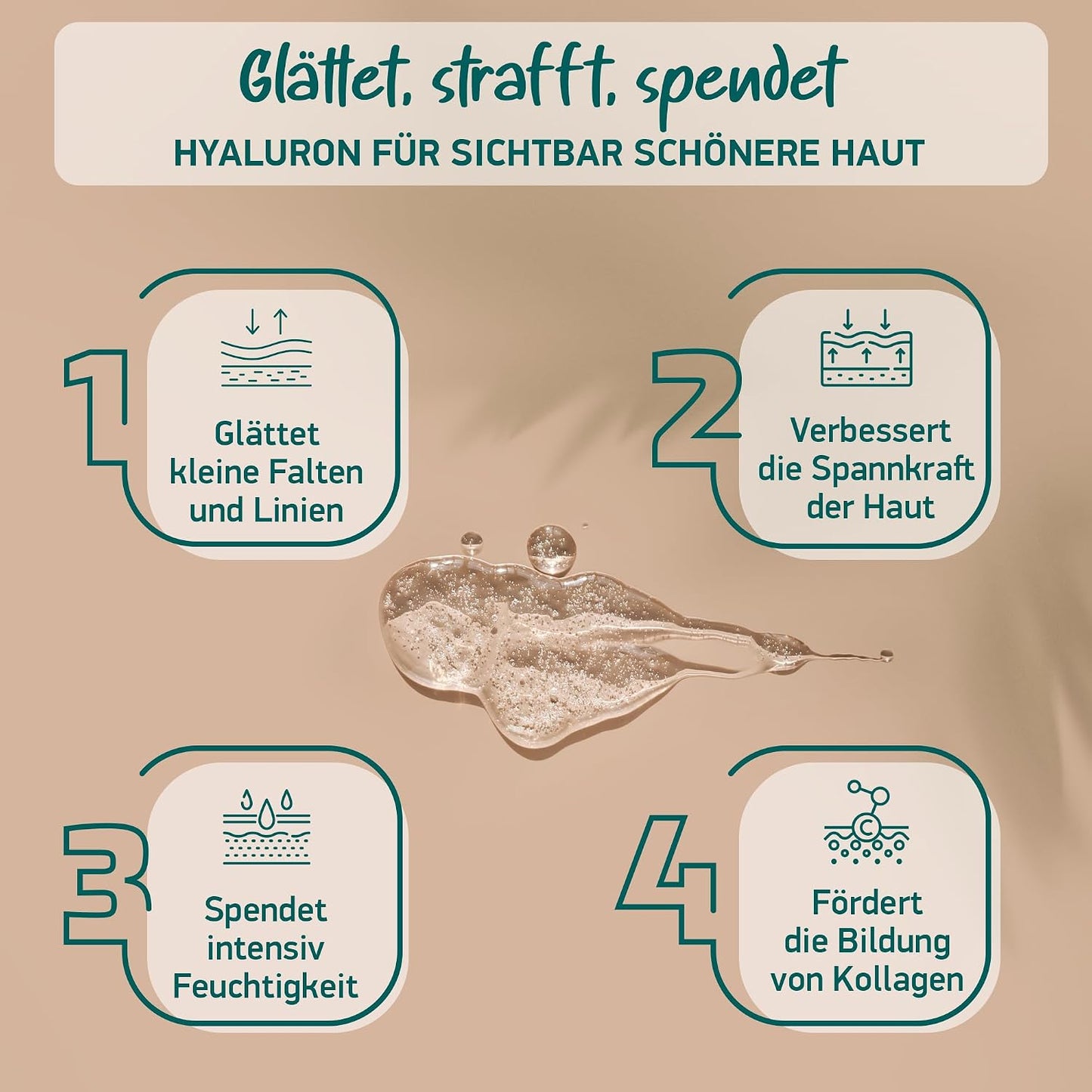 Bio Hyaluron Serum Hochdosiert - Beste Hyaluronsäure (Oligo) - 8-Fach Anti-Falten-Komplex- Mit 4 Hyalurongrößen - Frei Von Alkohol & Parfüm 100Ml - Hyaluronsäure Serum