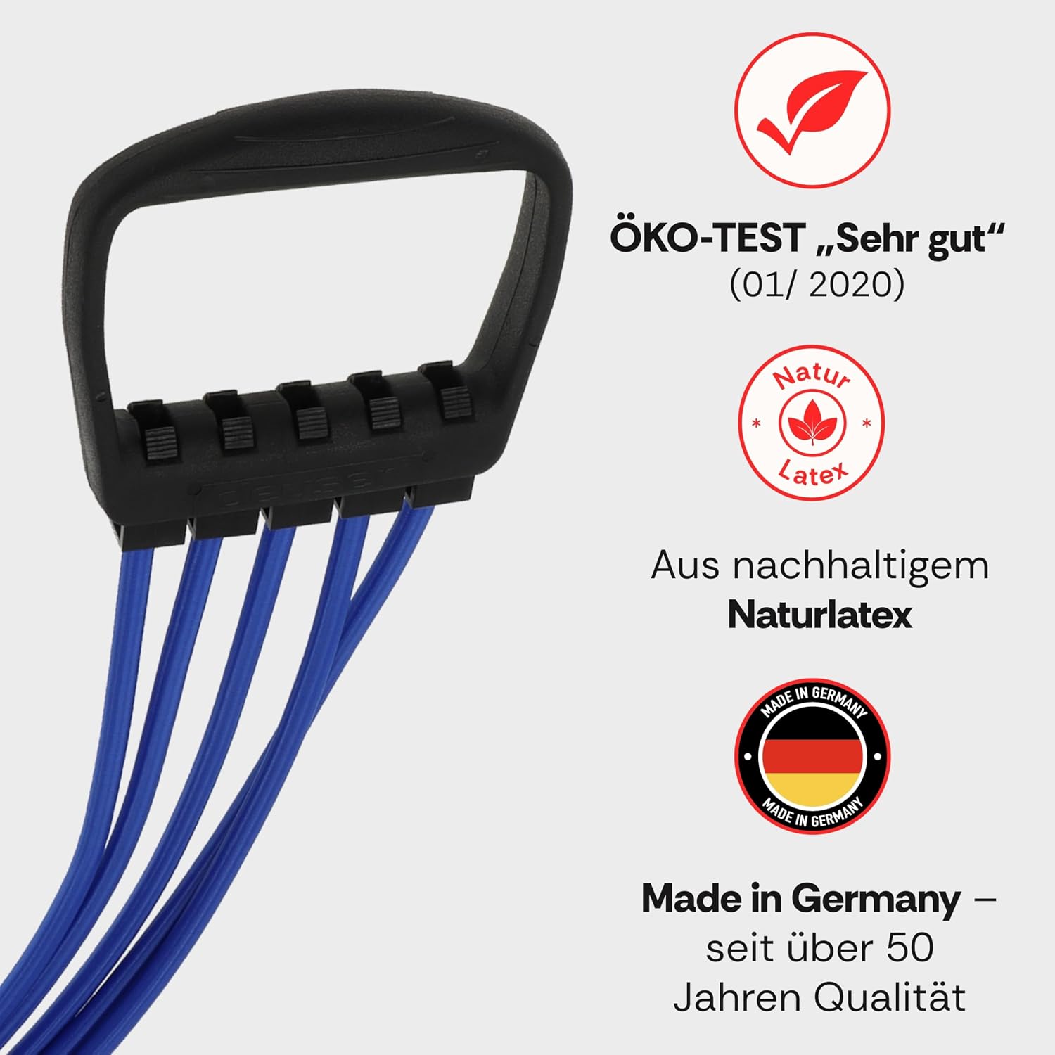 Deuser Expander Original Mit Griffen, Seit Über 50 Jahren in Deutschland Gefertigt, Aus Naturlatex, Für Krafttraining, Fitness, Sport, Klimmzüge, Yoga