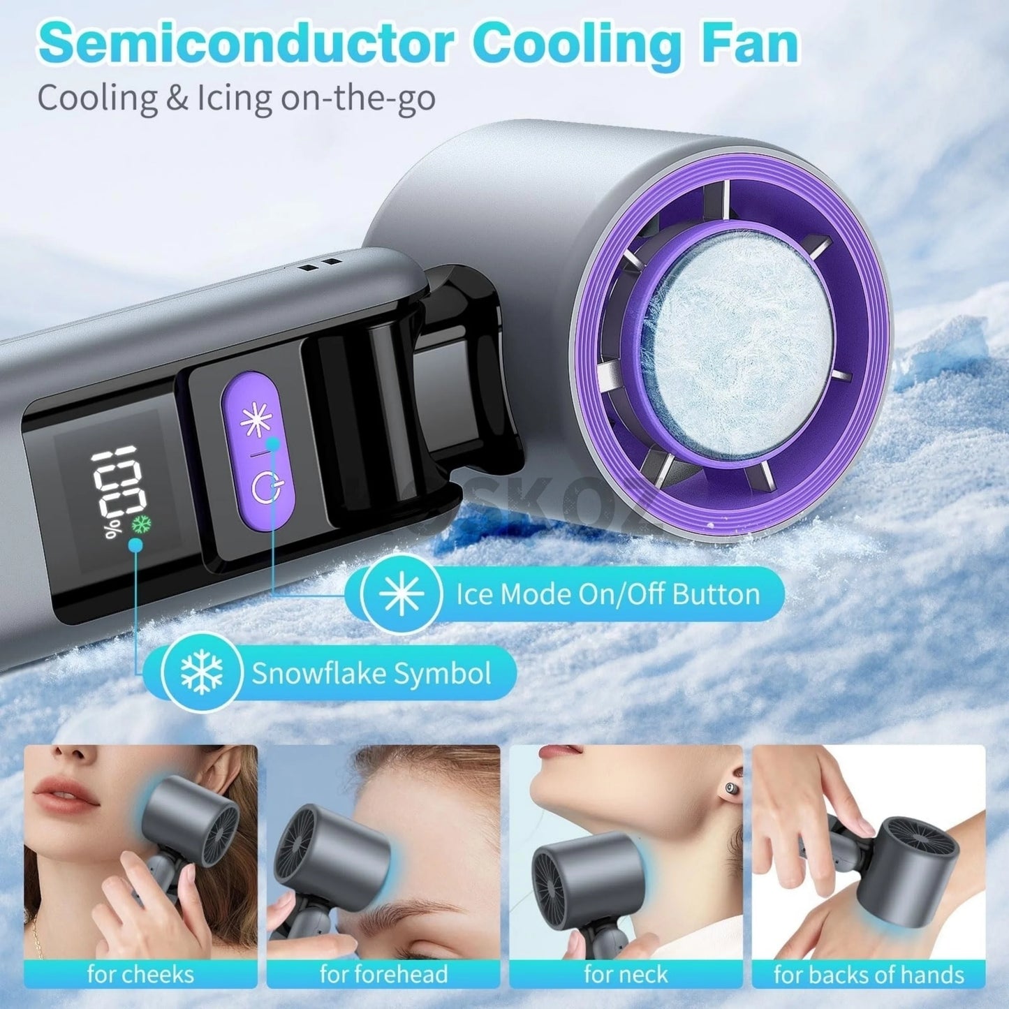 Erleben Sie Erfrischung überall mit dem Tragbaren Handventilator - 5-Gang Mini-Ventilator mit 4000 mAh Akku, integrierter Taschenlampe und Kühlfunktion für Ihre Reisen