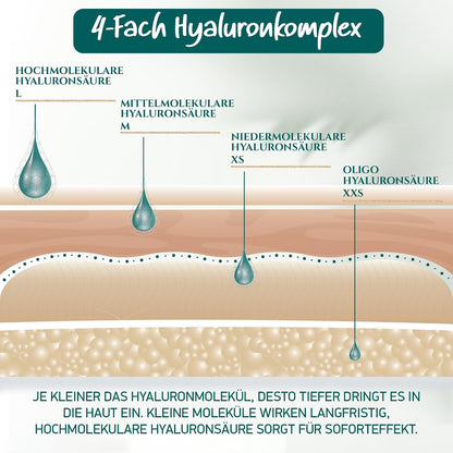 Bio Hyaluron Serum Hochdosiert - Beste Hyaluronsäure (Oligo) - 8-Fach Anti-Falten-Komplex- Mit 4 Hyalurongrößen - Frei Von Alkohol & Parfüm 100Ml - Hyaluronsäure Serum