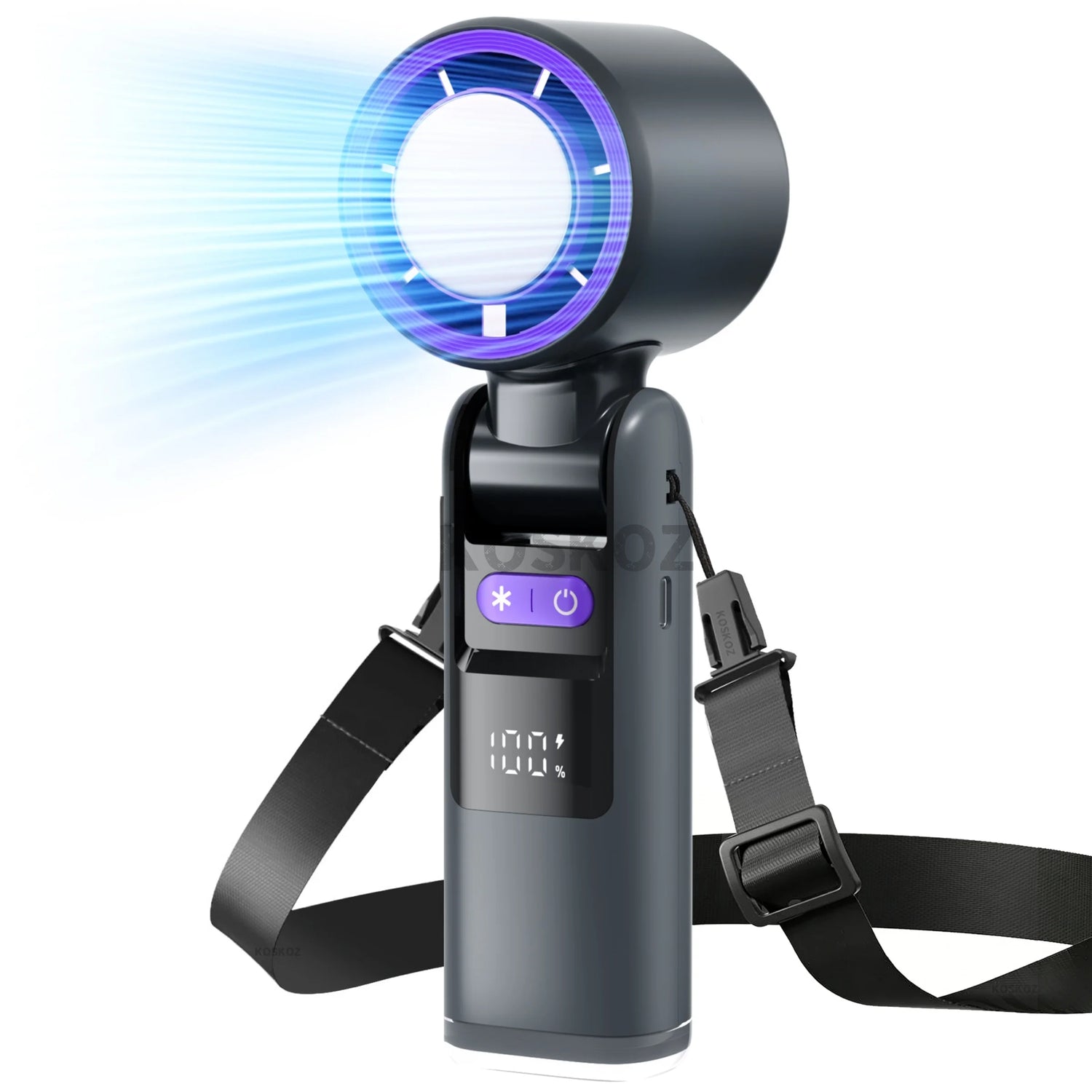 Erleben Sie Erfrischung überall mit dem Tragbaren Handventilator - 5-Gang Mini-Ventilator mit 4000 mAh Akku, integrierter Taschenlampe und Kühlfunktion für Ihre Reisen