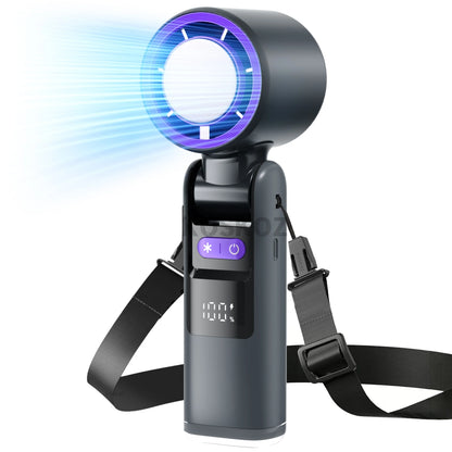 Erleben Sie Erfrischung überall mit dem Tragbaren Handventilator - 5-Gang Mini-Ventilator mit 4000 mAh Akku, integrierter Taschenlampe und Kühlfunktion für Ihre Reisen