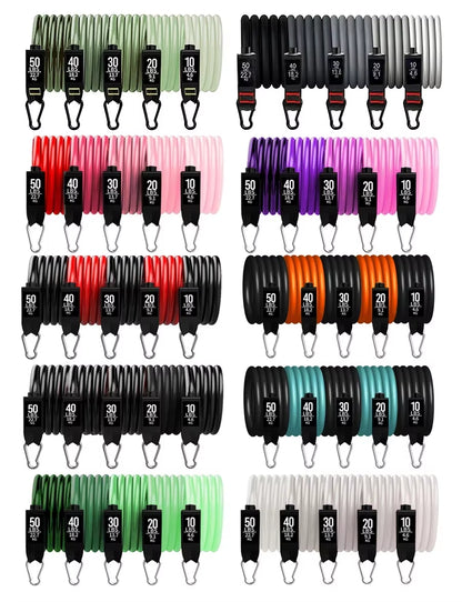 Ultimate Fitness Resistance Bands Set - 5 Tube Workout Bands for Home & Gym with Door Anchor, Handles & Ankle Straps