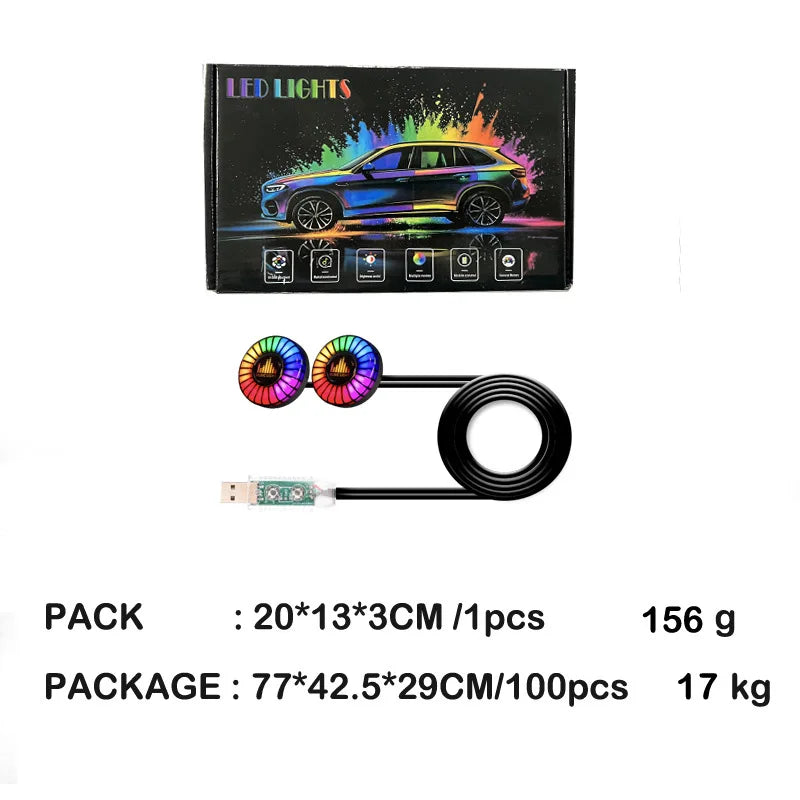 Car Music Rhythm Lamp Air Freshener RGB LED Sound App Control Music Atmosphere Light 256Colors Option Car Interior Ambient Lamp