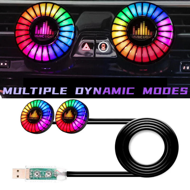 Car Music Rhythm Lamp Air Freshener RGB LED Sound App Control Music Atmosphere Light 256Colors Option Car Interior Ambient Lamp