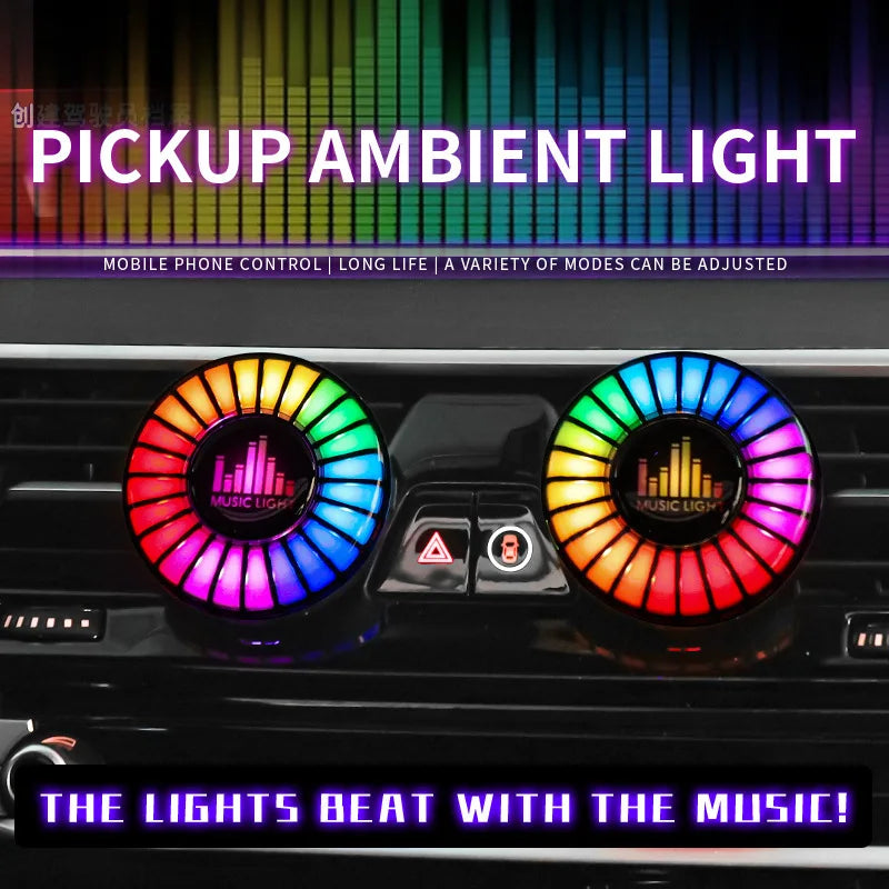Car Music Rhythm Lamp Air Freshener RGB LED Sound App Control Music Atmosphere Light 256Colors Option Car Interior Ambient Lamp