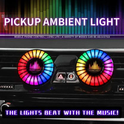 Car Music Rhythm Lamp Air Freshener RGB LED Sound App Control Music Atmosphere Light 256Colors Option Car Interior Ambient Lamp