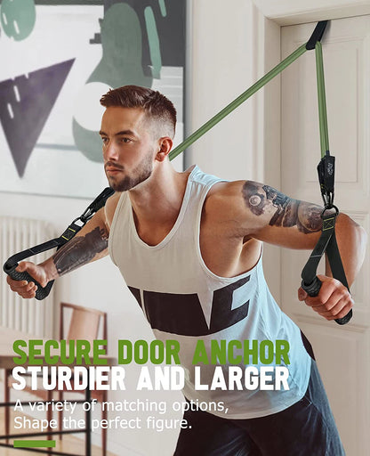 Widerstandsband-Set für Fitness – 5 Rohr-Trainingsbänder mit Tü-Rankergreifern, Knöchelriemen und Fitness-Stick