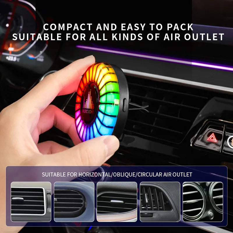 Car Music Rhythm Lamp Air Freshener RGB LED Sound App Control Music Atmosphere Light 256Colors Option Car Interior Ambient Lamp