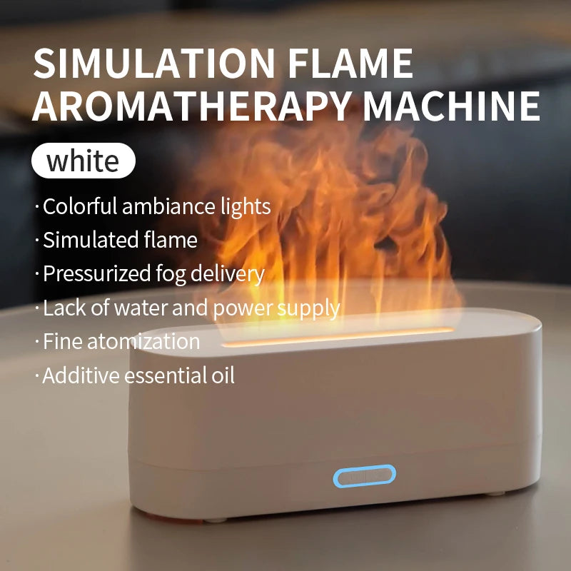 Newest RGB Flame Aroma Diffuser Humidifier USB Desktop Simulation Light Aromatherapy Purifier Air for Bedroom with 7 Colors