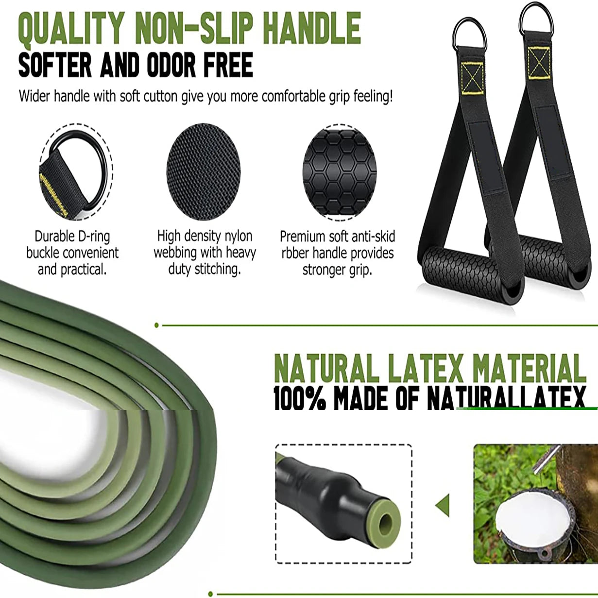 Widerstandsband-Set für Fitness – 5 Rohr-Trainingsbänder mit Tü-Rankergreifern, Knöchelriemen und Fitness-Stick