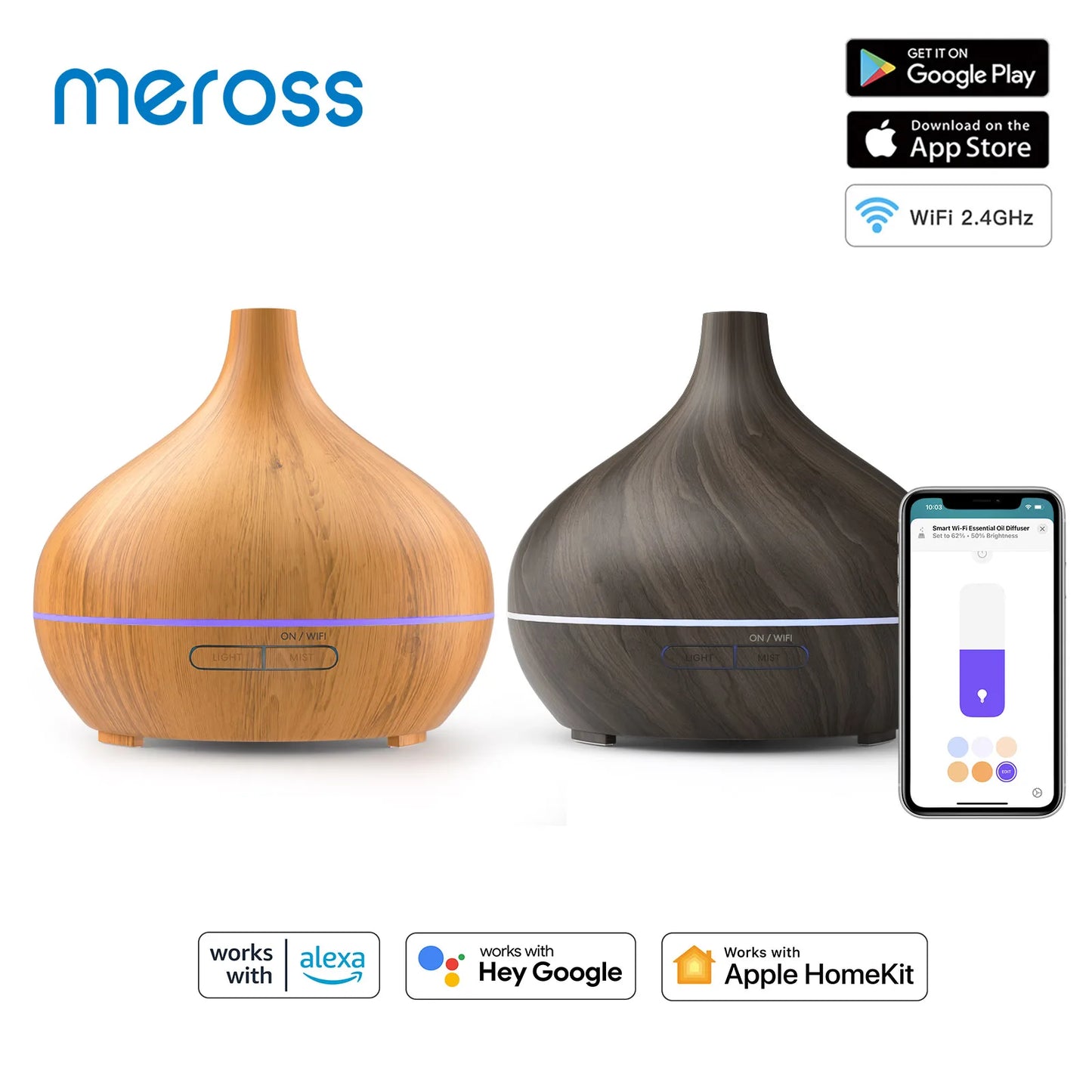 Homekit Smart Essential Oil Diffuser Wifi Air Humidifier EU/US/UK/AU Plug Work with Apple Homekit Siri Alexa Google Home