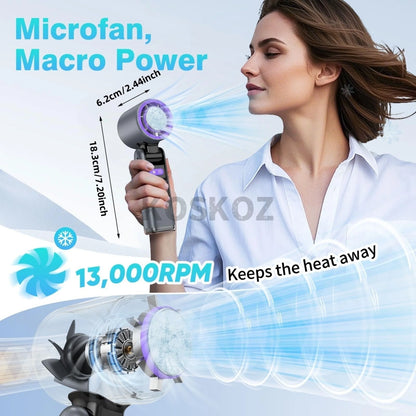 Erleben Sie Erfrischung überall mit dem Tragbaren Handventilator - 5-Gang Mini-Ventilator mit 4000 mAh Akku, integrierter Taschenlampe und Kühlfunktion für Ihre Reisen