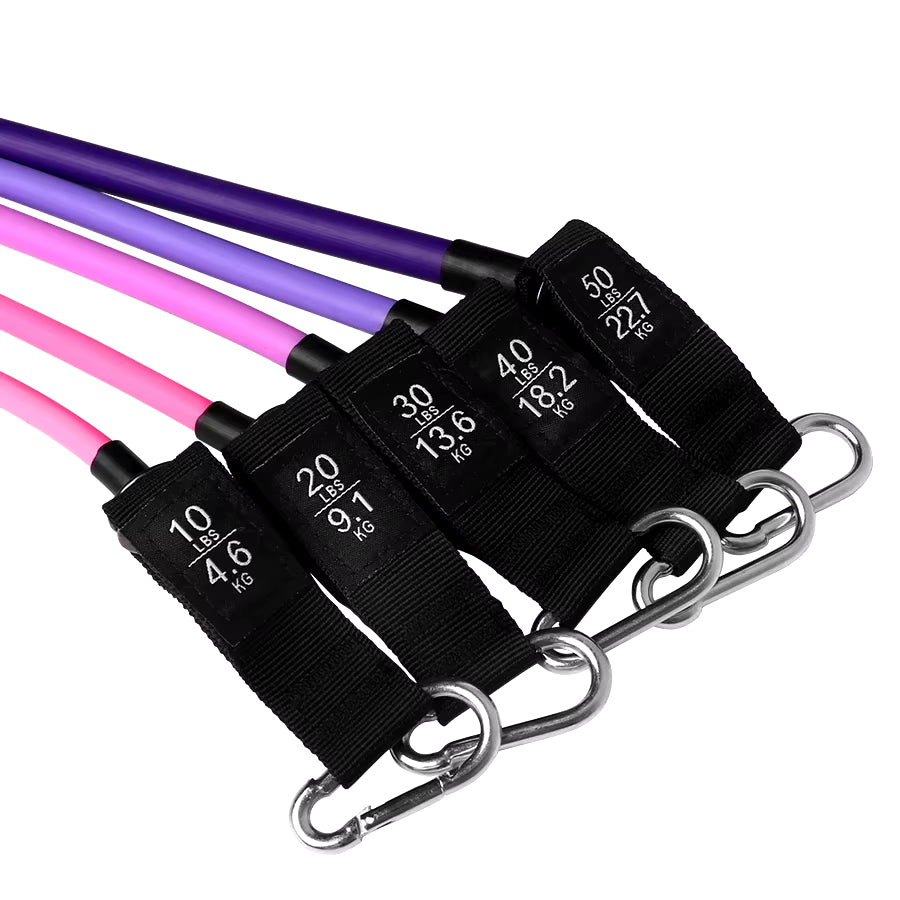 Ultimate Fitness Resistance Bands Set - 5 Tube Workout Bands for Home & Gym with Door Anchor, Handles & Ankle Straps