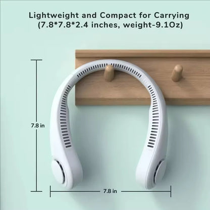 Portable Bladeless Neck Fan 3 Speed Adjustable Rechargeable Air Cooler Mini Hanging Neck Fan Long Battery Life for Summer Outdoo